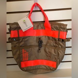 George Gina & Lucy Annie How Good Tote in Tan & Neon Orange NWT